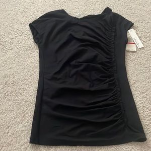 Kenneth Cole black casual top, XS. 93%cotton 7%spandex. Shirred design.